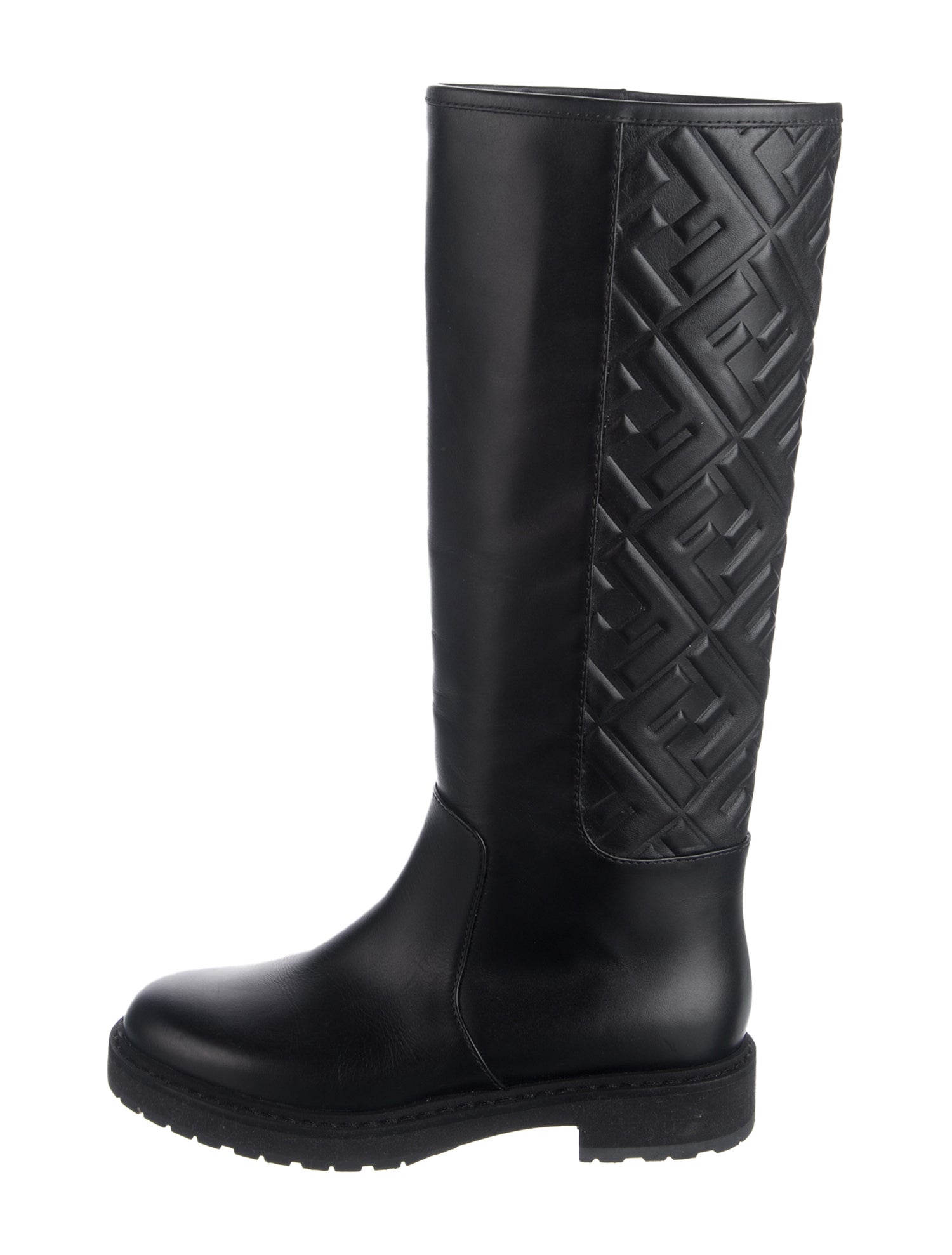 Fendi Zucca FF Logo Leather Rain Boots