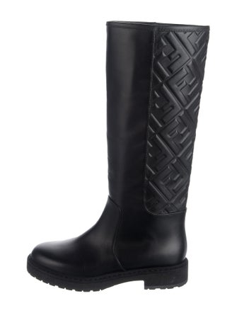 Fendi Zucca FF Logo Leather Rain Boots