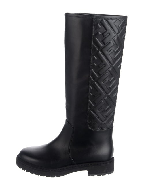 Fendi Zucca FF Logo Leather Rain Boots