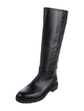 Fendi Zucca FF Logo Leather Rain Boots