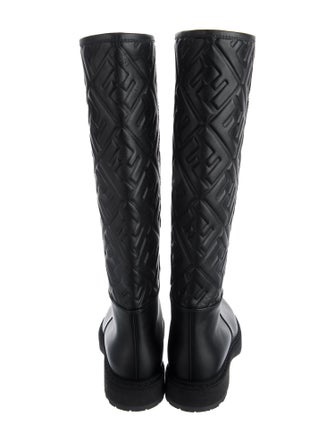 Fendi Zucca FF Logo Leather Rain Boots