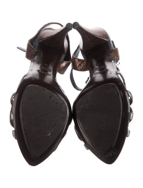 Fendi Leather Colorblock Pattern T-Strap Sandals