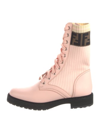 Fendi Zucca FF Logo Leather Combat Boots