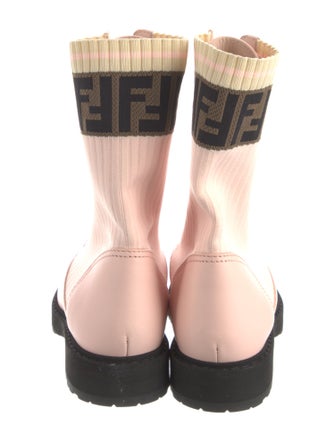 Fendi Zucca FF Logo Leather Combat Boots