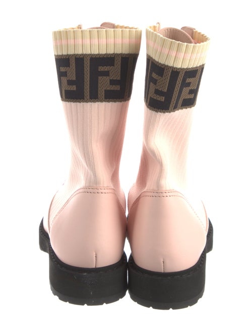 Fendi Zucca FF Logo Leather Combat Boots