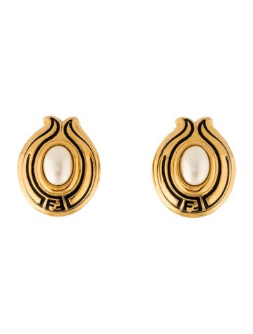 Fendi Stud Faux Pearl Earrings