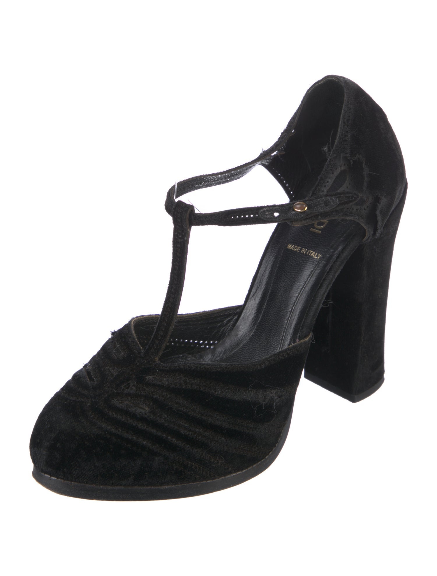 Fendi Velvet T-Strap Pumps