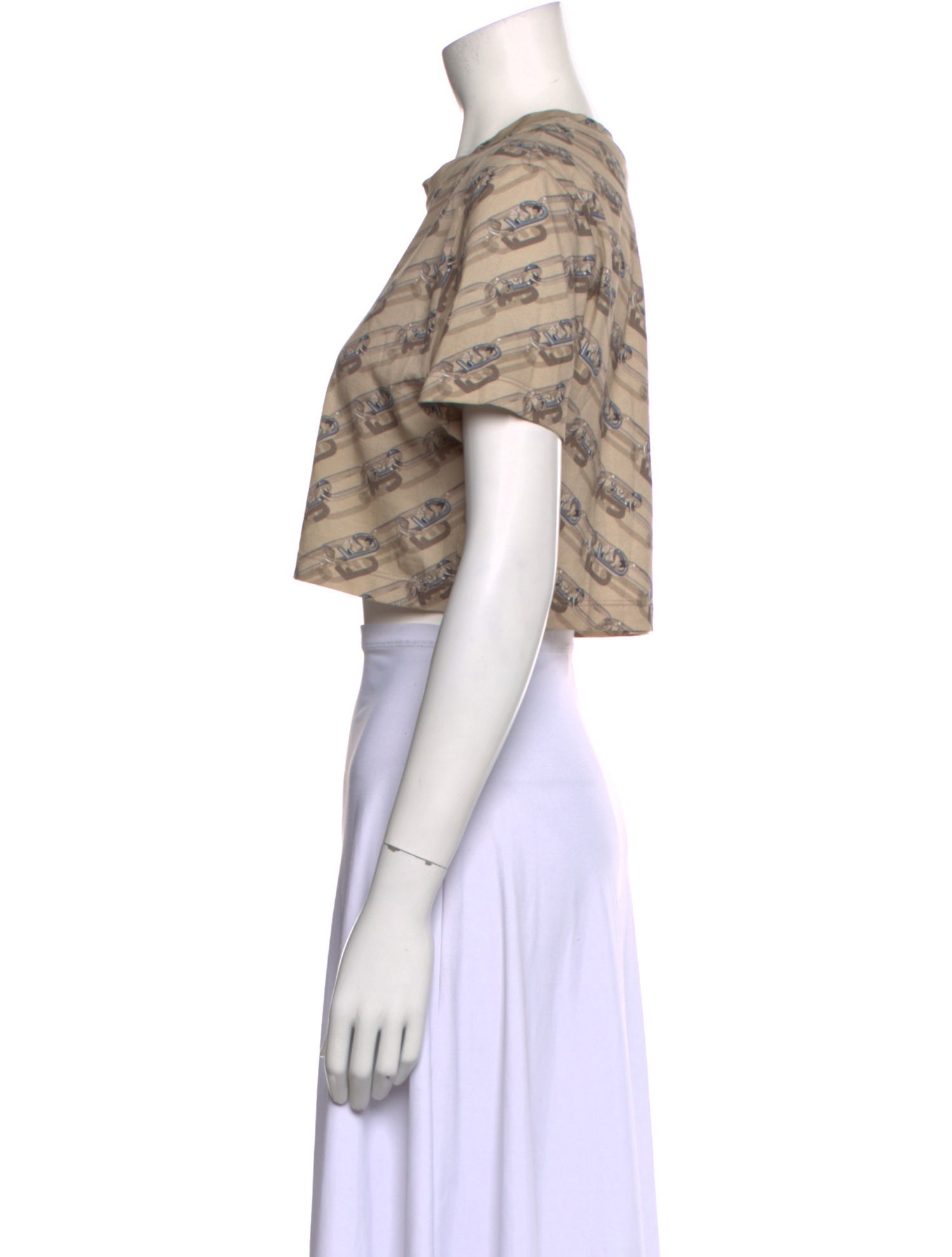 Fendi Printed Crew Neck Crop Top