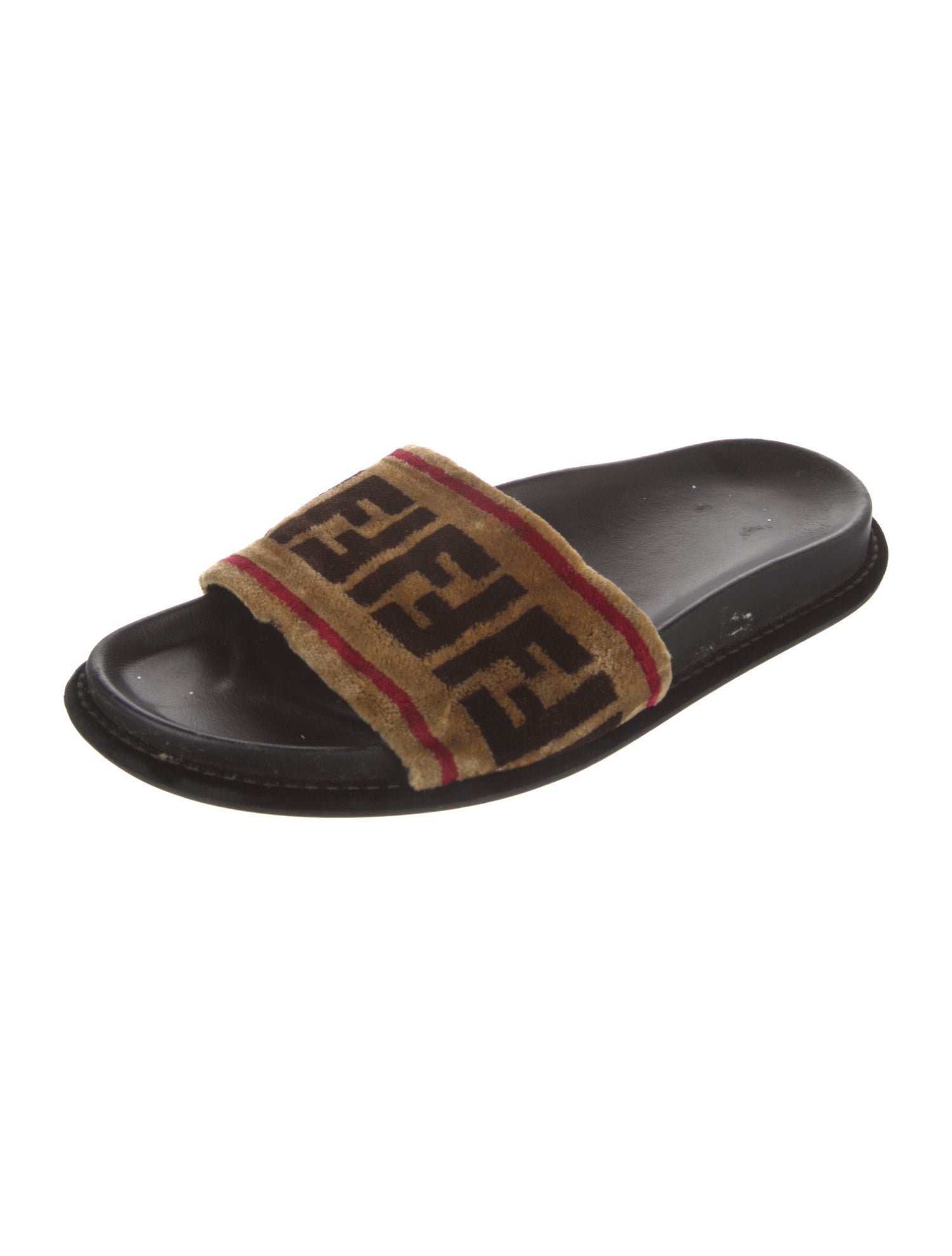 Fendi Zucca FF Logo Velvet Slides