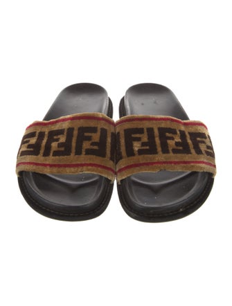 Fendi Zucca FF Logo Velvet Slides