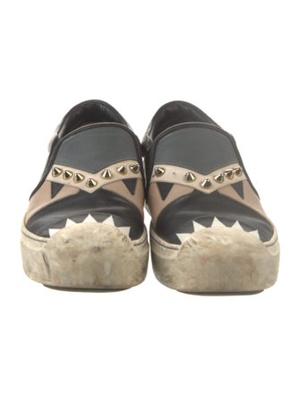 Fendi Monsters Motif Leather Loafers