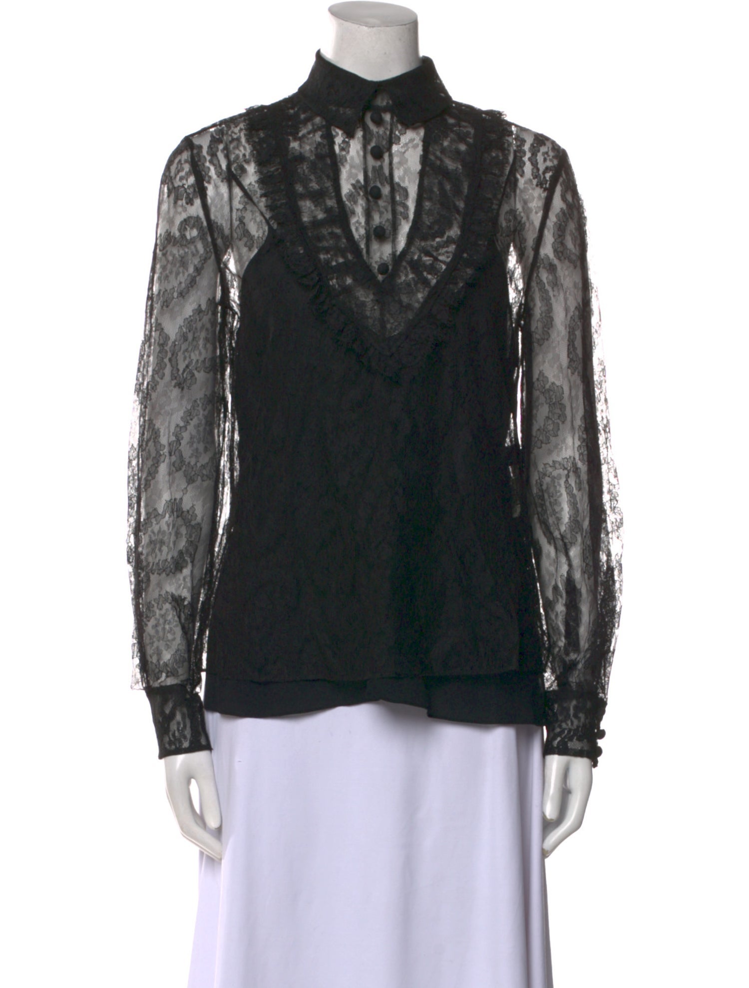 Fendi Silk Lace Pattern Top