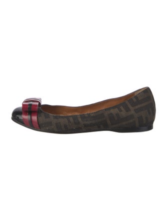Fendi Zucca FF Logo Canvas Ballet Flats