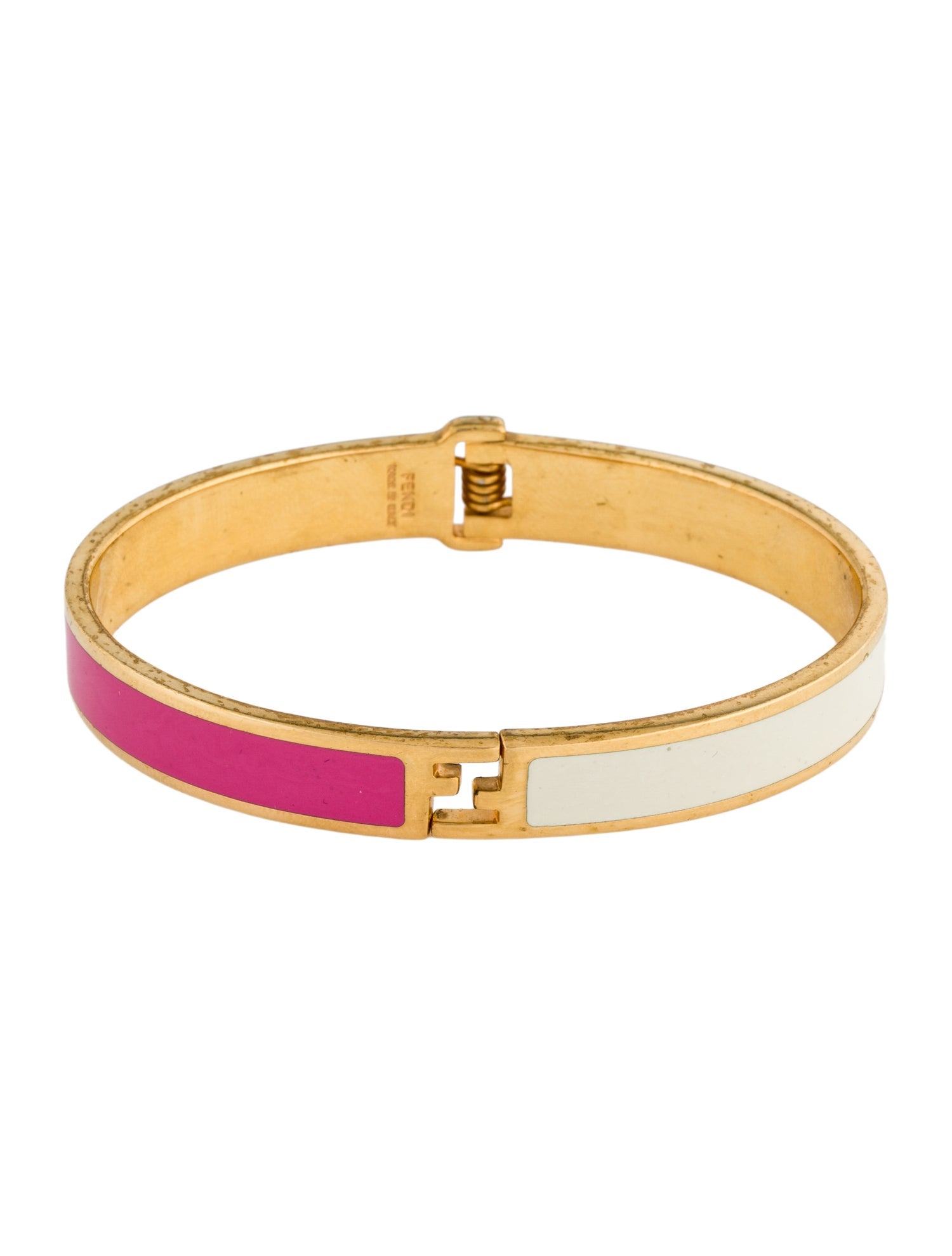 Fendi Enamel Two-Tone Fendista Bangle Bracelet
