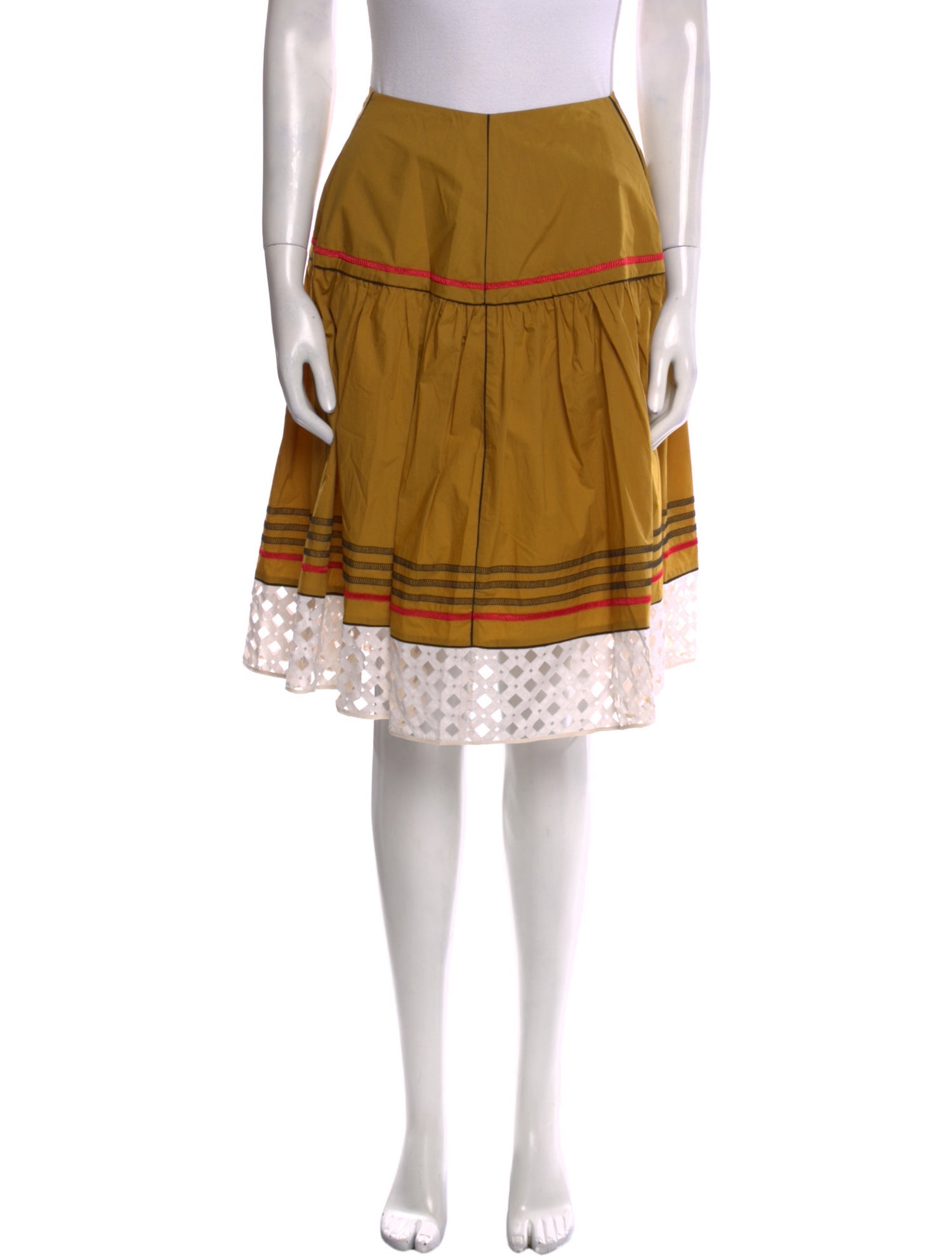 Fendi Lasercut Accents Knee-Length Skirt