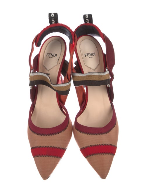 Fendi Mesh Striped Slingback Pumps