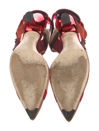 Fendi Mesh Striped Slingback Pumps