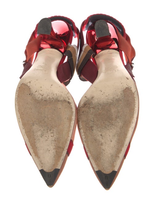 Fendi Mesh Striped Slingback Pumps