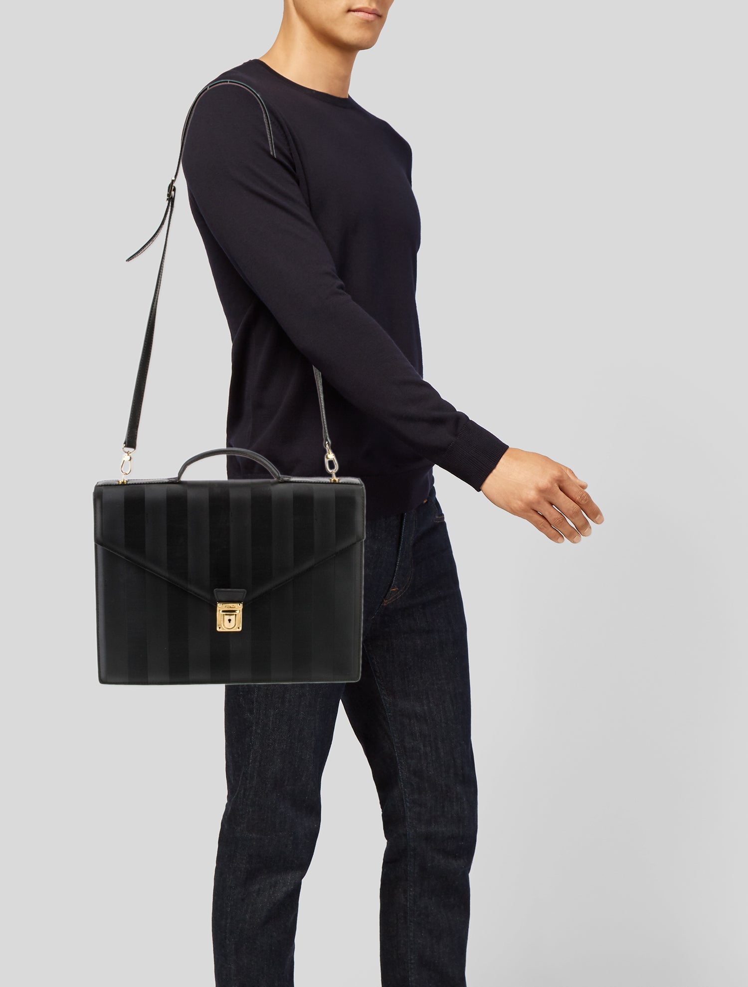 Fendi Pequin Briefcase Vintage