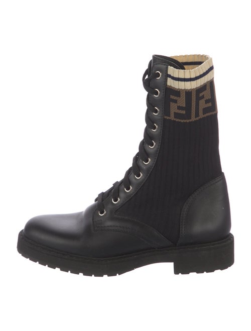Fendi Zucca FF Logo Leather Combat Boots
