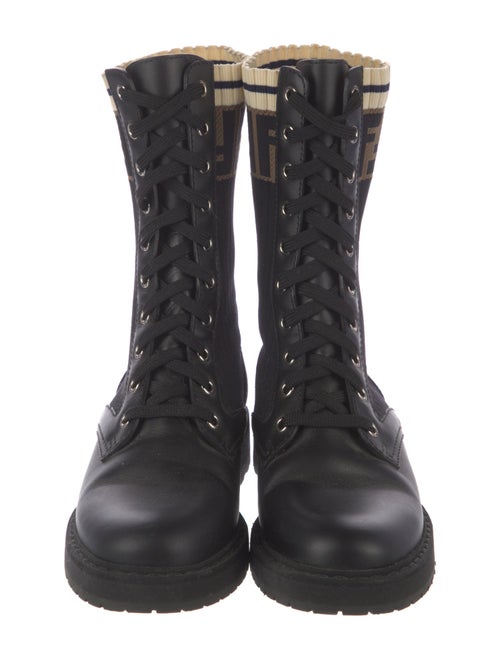 Fendi Zucca FF Logo Leather Combat Boots