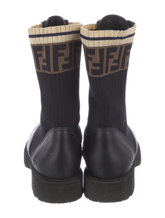 Fendi Zucca FF Logo Leather Combat Boots