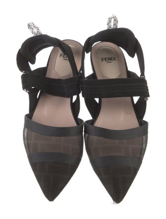 Fendi Zucca FF Logo Mesh Slingback Flats
