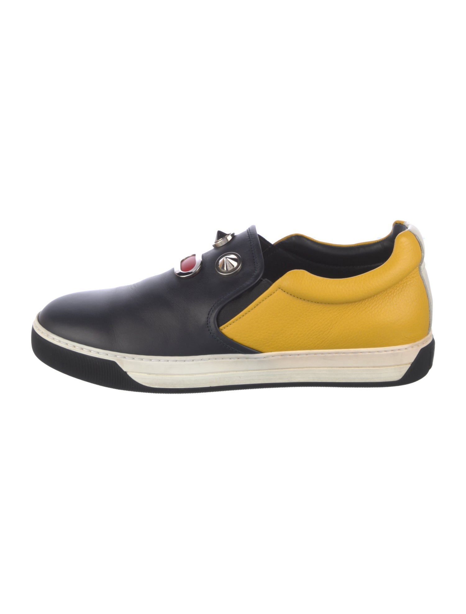 Fendi Faces Motif Leather Sneakers
