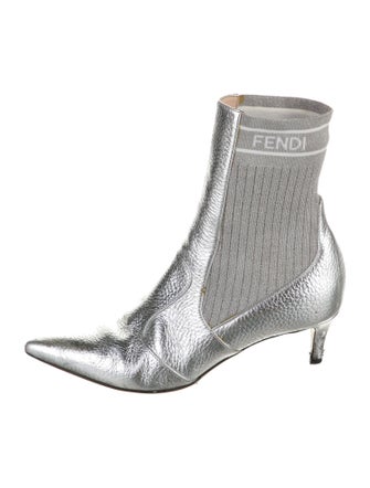 Fendi Leather Graphic Print Sock Boots