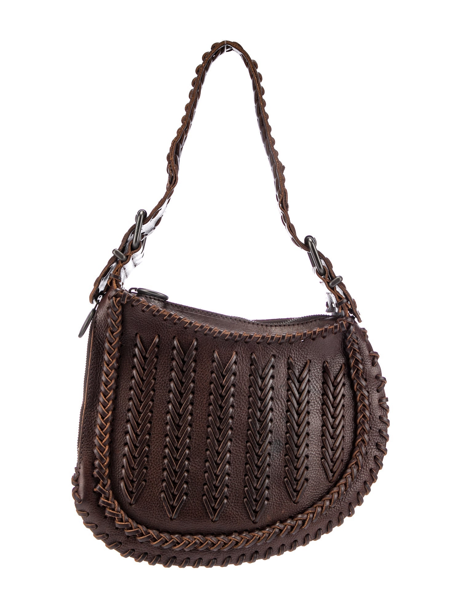 KMRii Studded Embossed Leather Shoulder Bag - Black Shoulder