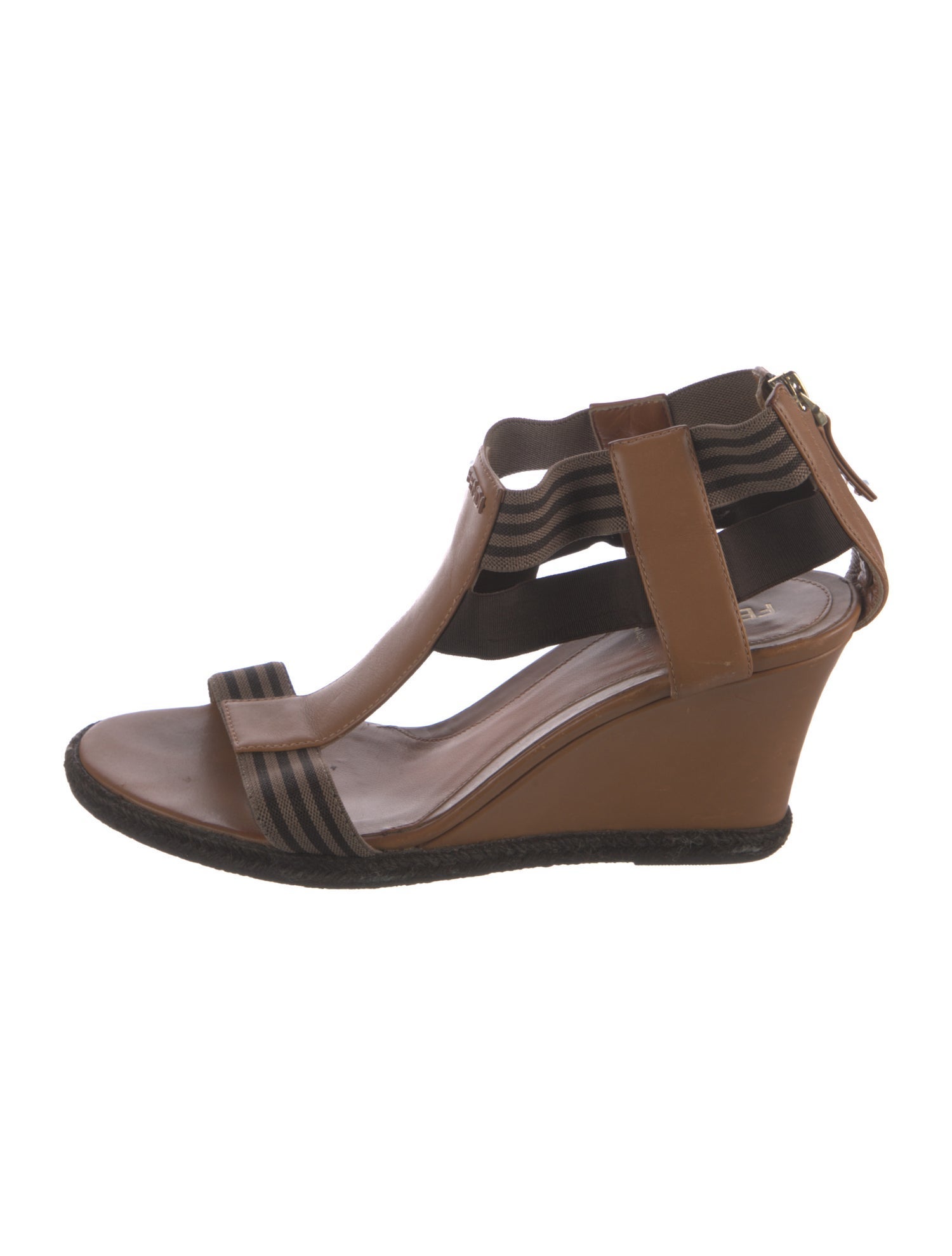 Fendi Leather T-Strap Sandals
