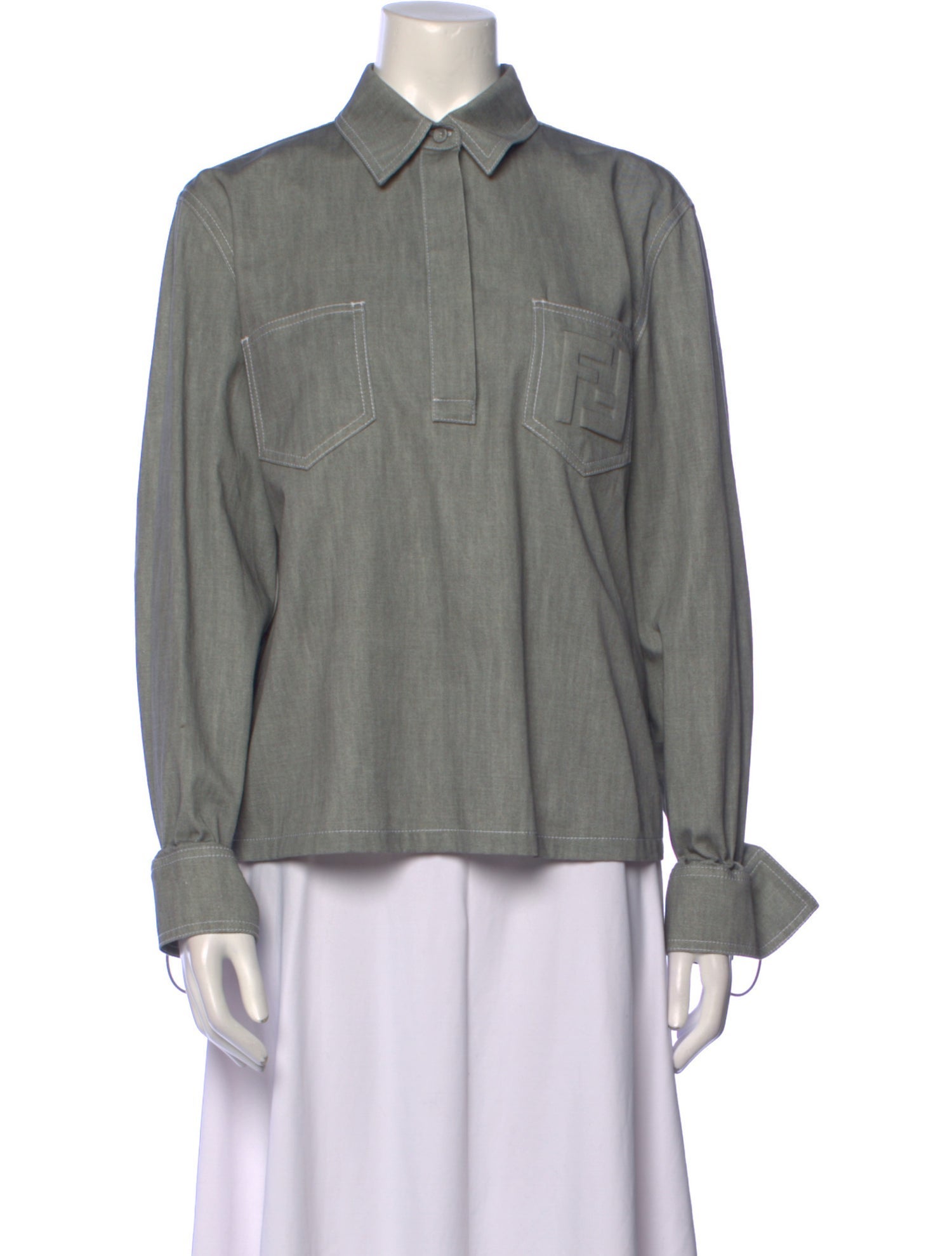 Fendi Long Sleeve Button-Up Top w/ Tags