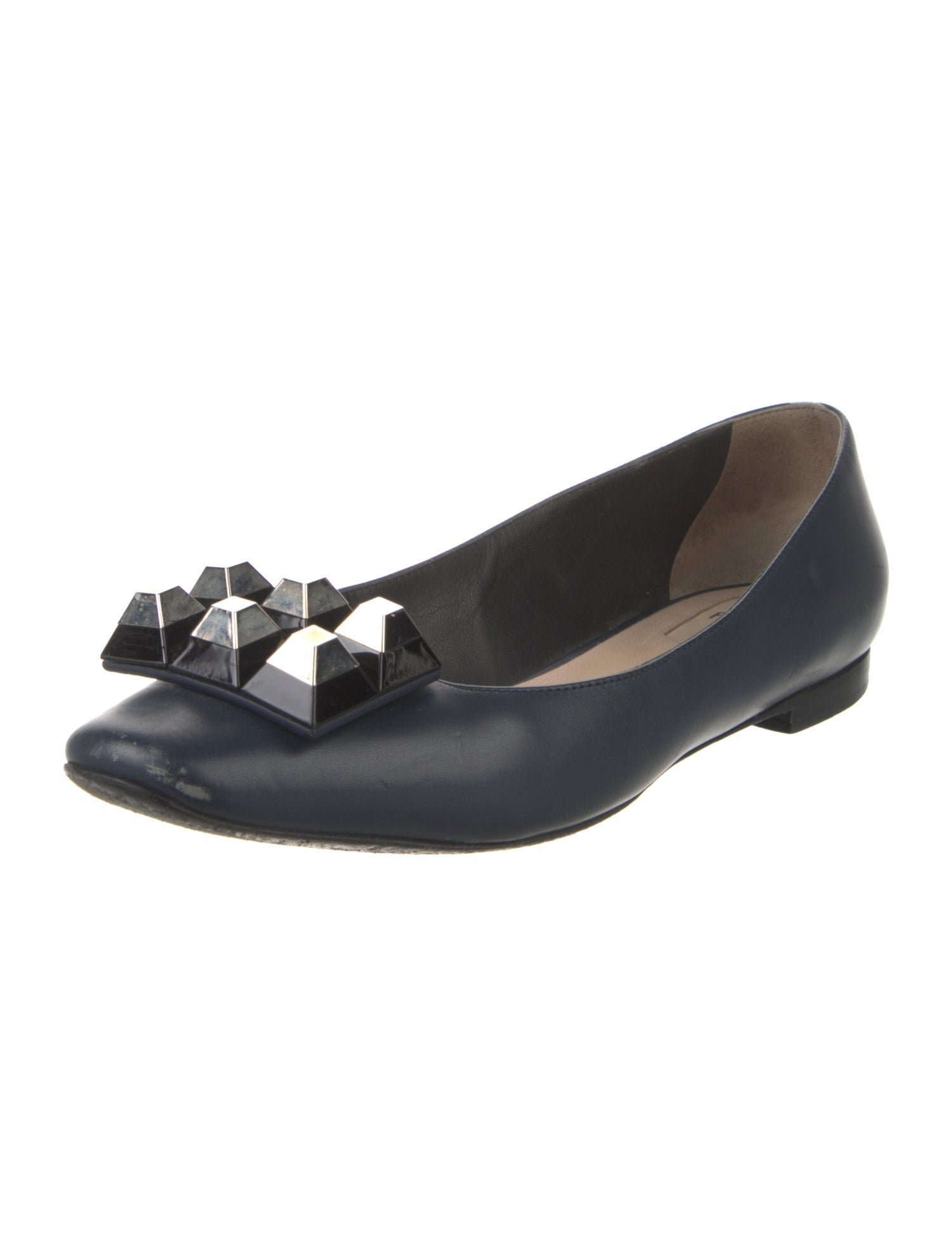 Fendi Leather Studded Accents Ballet Flats