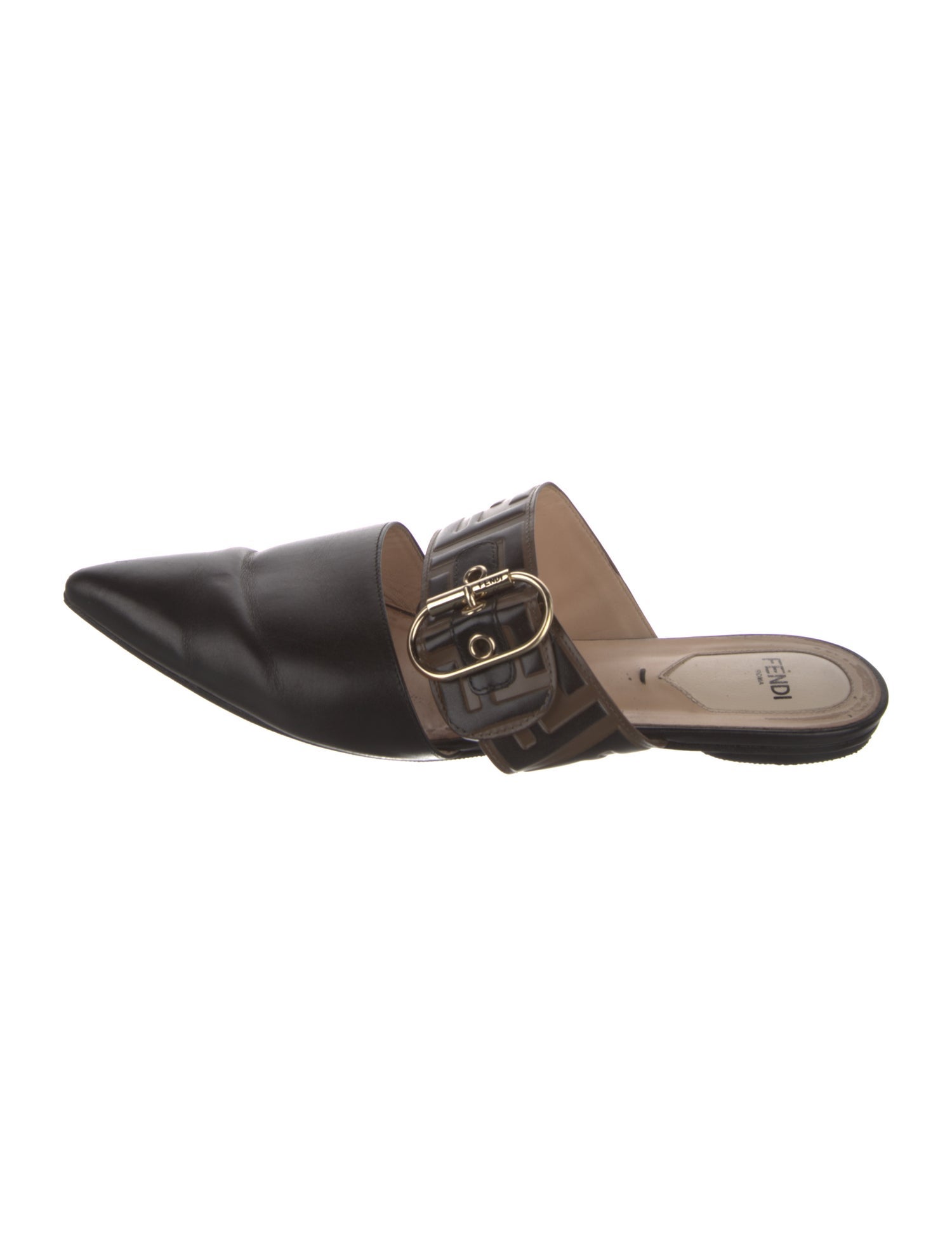 Fendi Zucca FF Logo Leather Mules