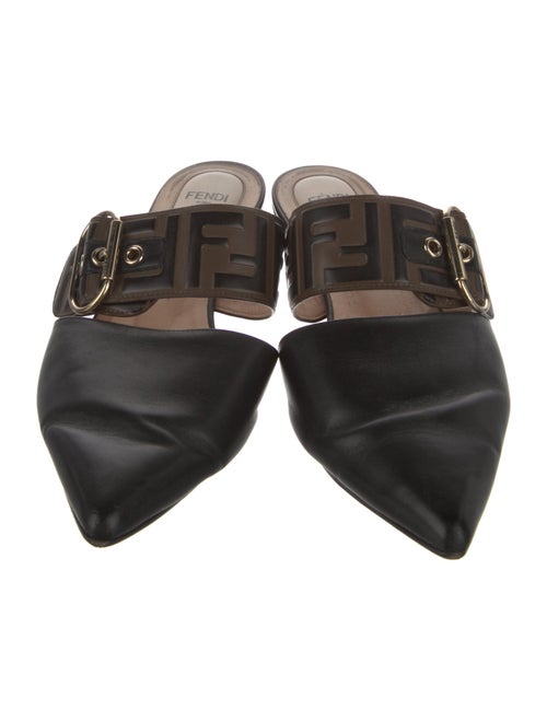 Fendi Zucca FF Logo Leather Mules