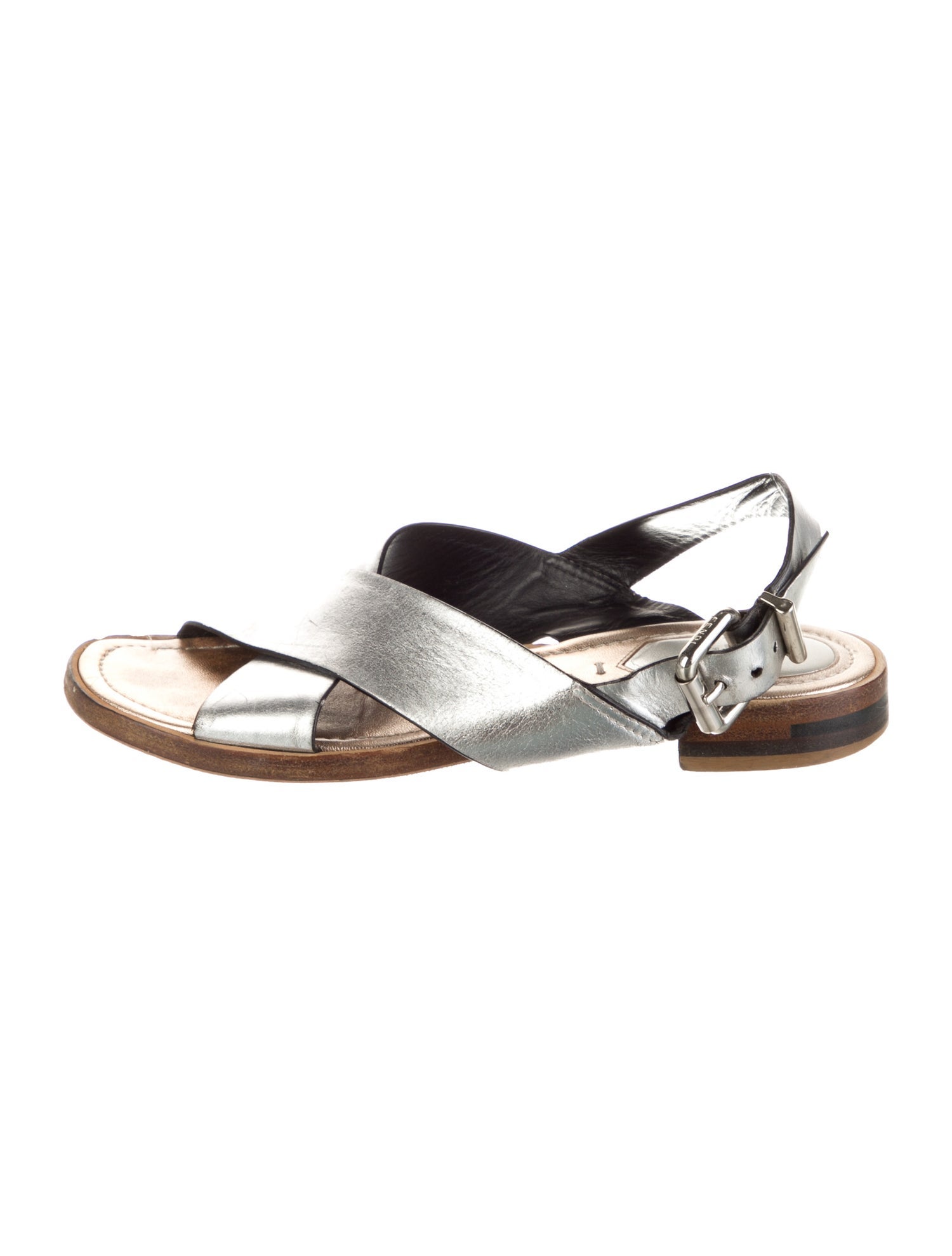 Fendi Leather Slingback Sandals