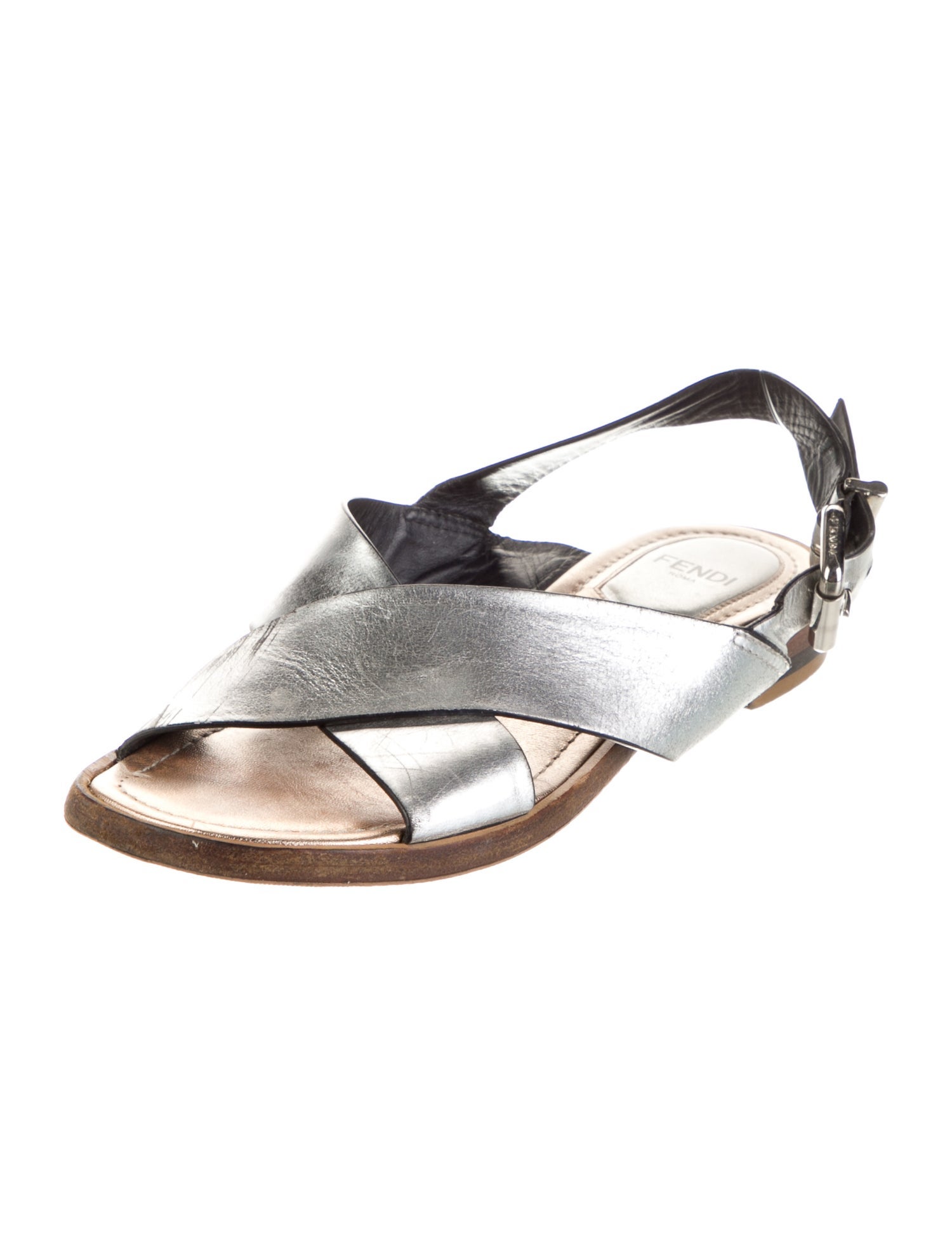 Fendi Leather Slingback Sandals