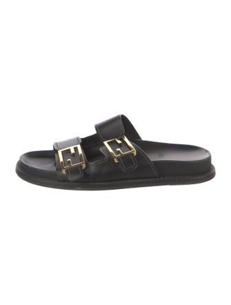Fendi Zucca FF Logo Leather Slides