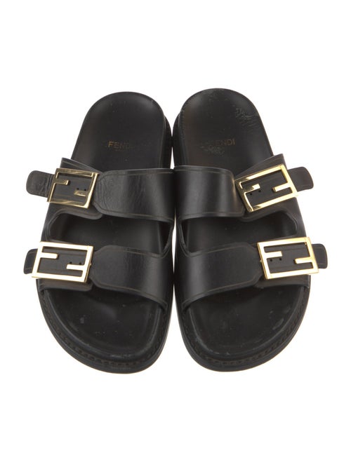 Fendi Zucca FF Logo Leather Slides