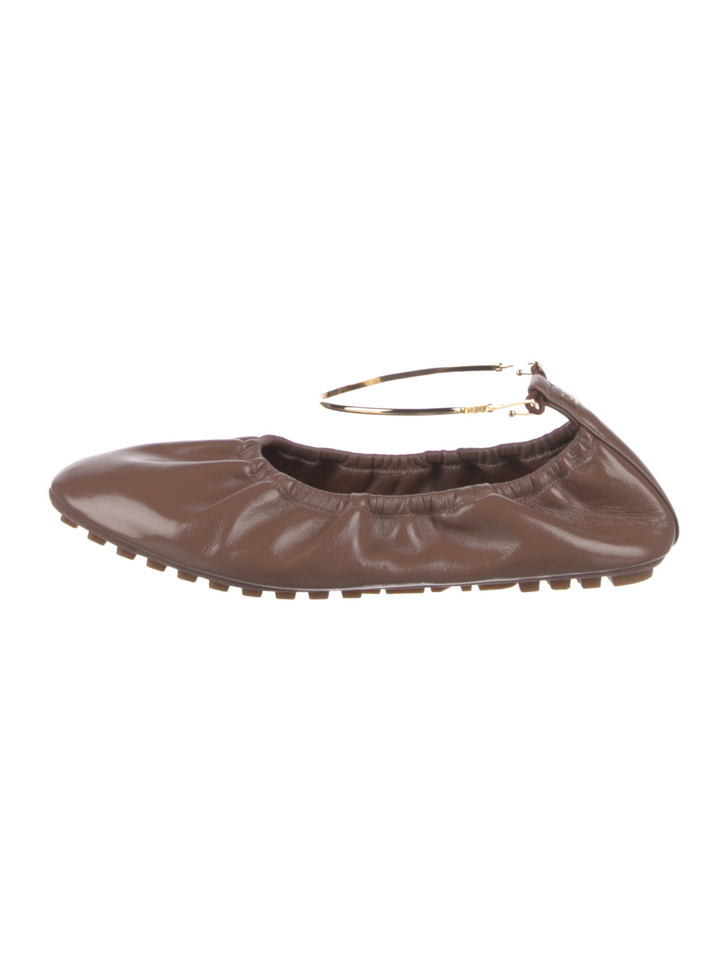 Fendi Leather Pleated Accents Ballet Flats