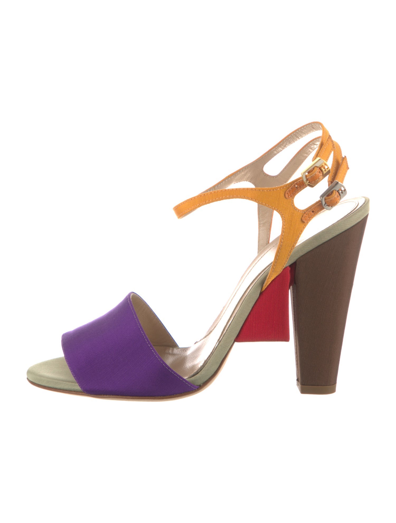 Fendi Colorblock Pattern Slingback Sandals