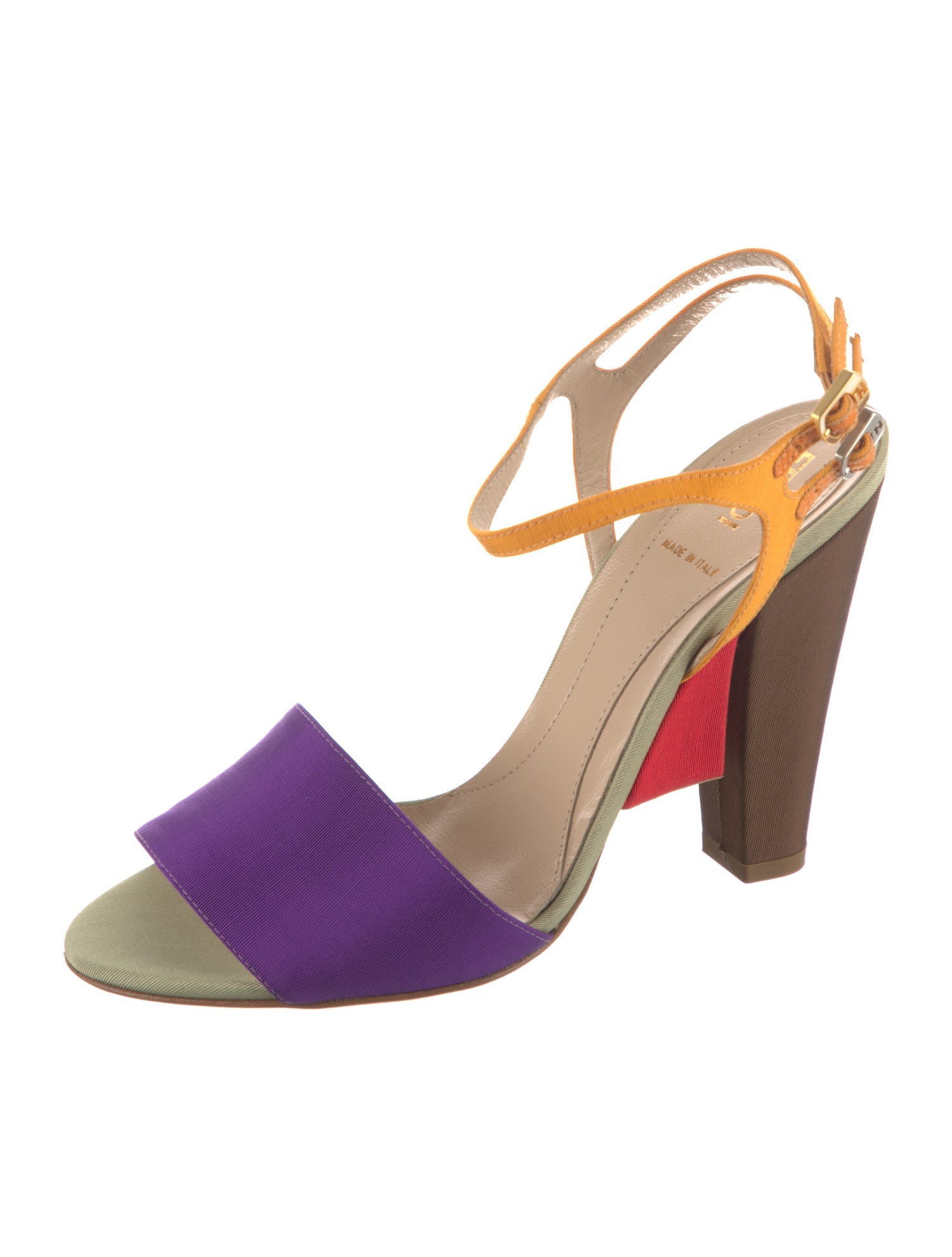 Fendi Colorblock Pattern Slingback Sandals