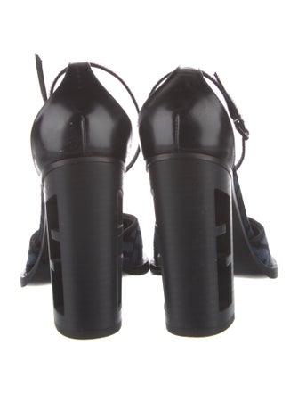 Fendi Zucca FF Logo Velvet D'Orsay Pumps