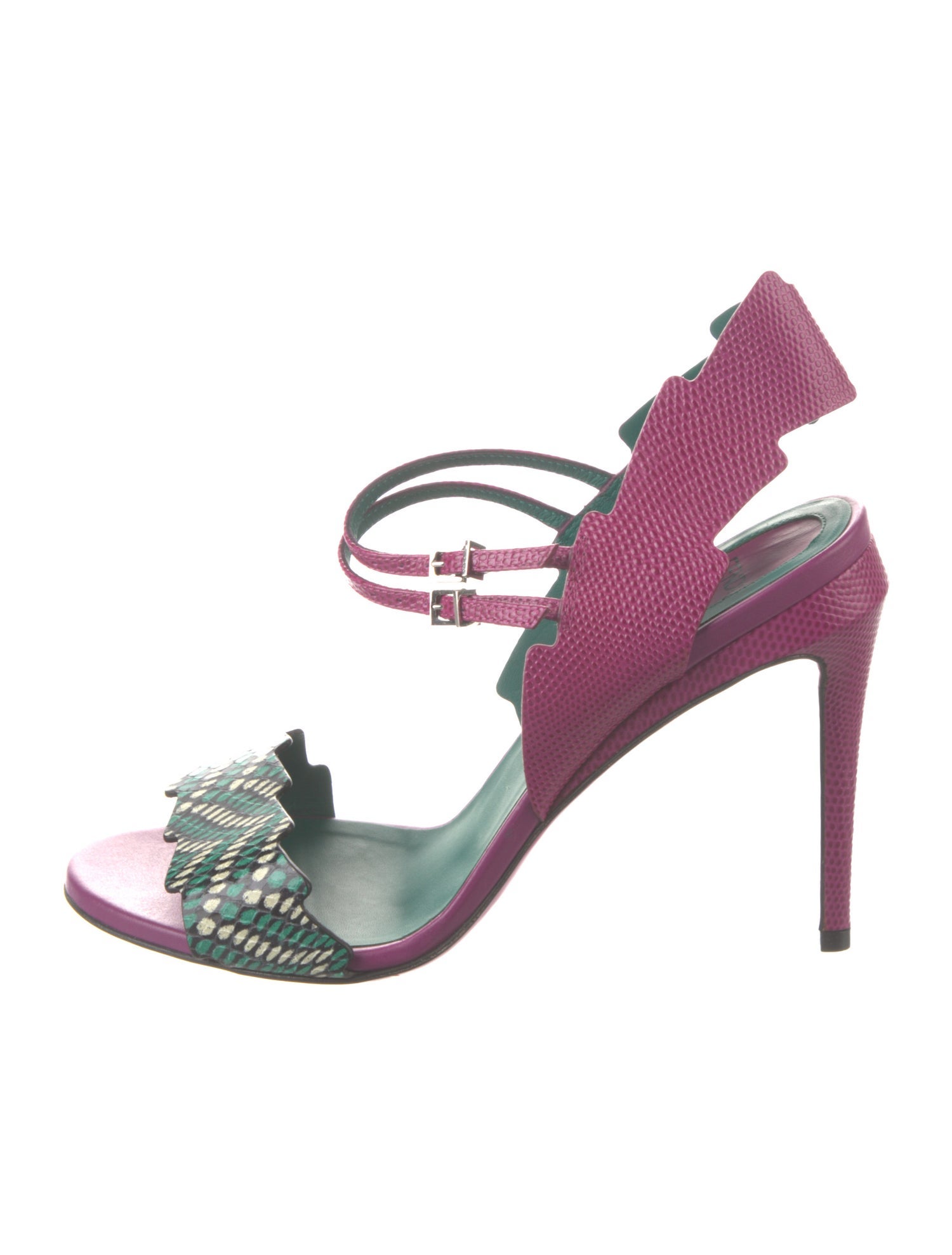 Christian Lacroix Leather Polka Dot Print Sandals - Black