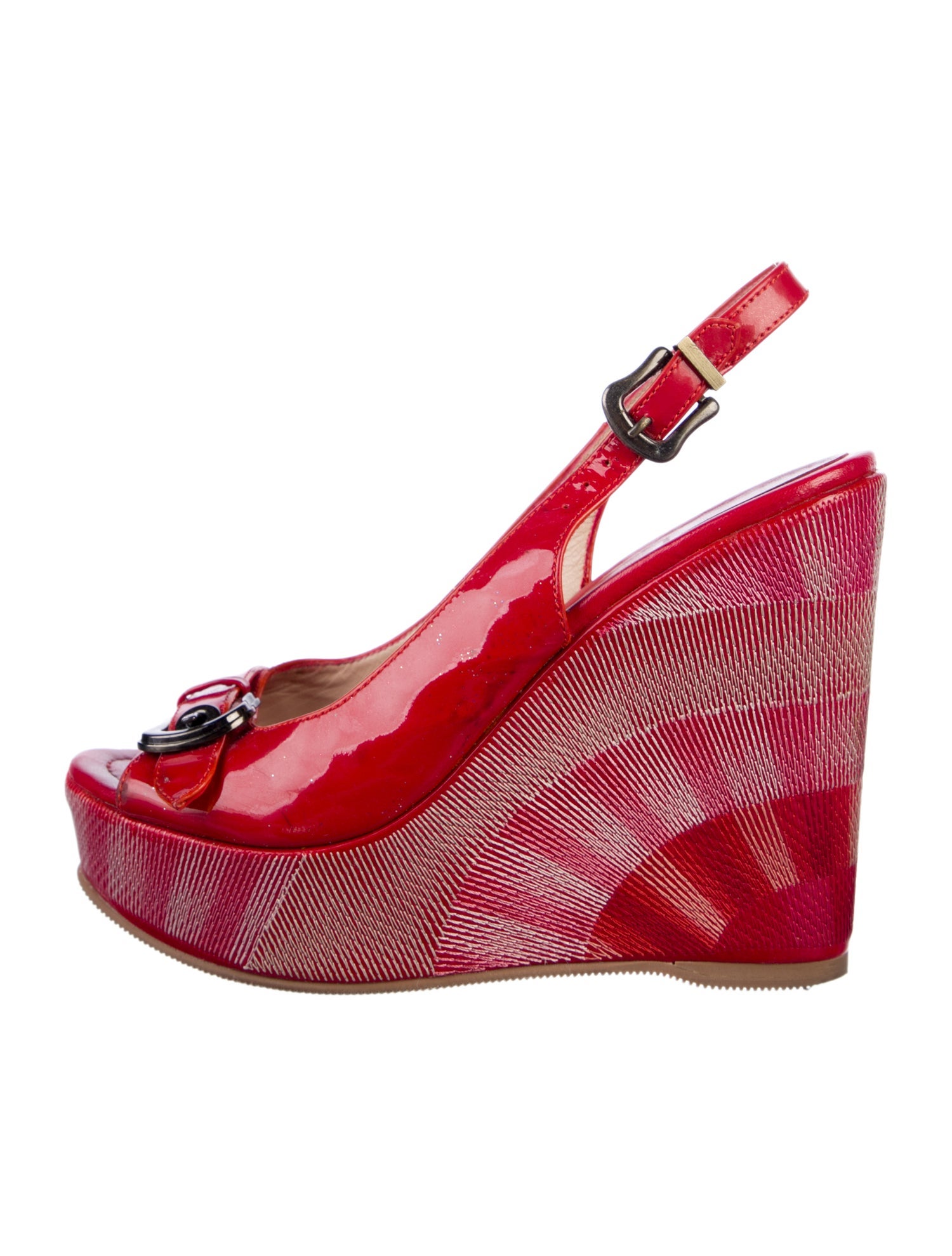 Fendi Patent Leather Slingback Sandals