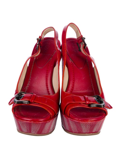 Fendi Patent Leather Slingback Sandals