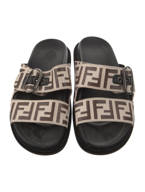 Fendi Zucca FF Logo Leather Slides