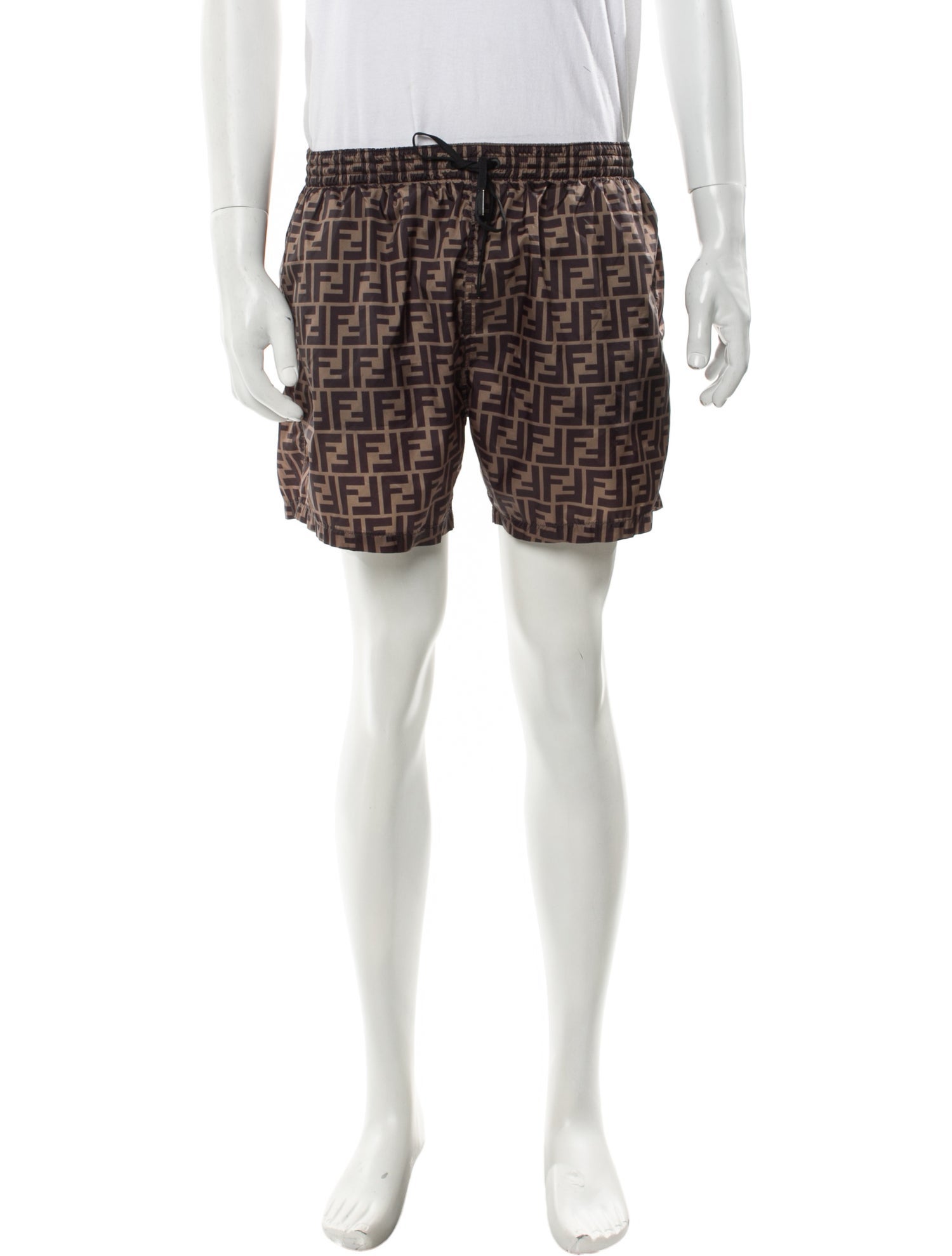 Fendi Zucca FF Logo Flat Front Shorts