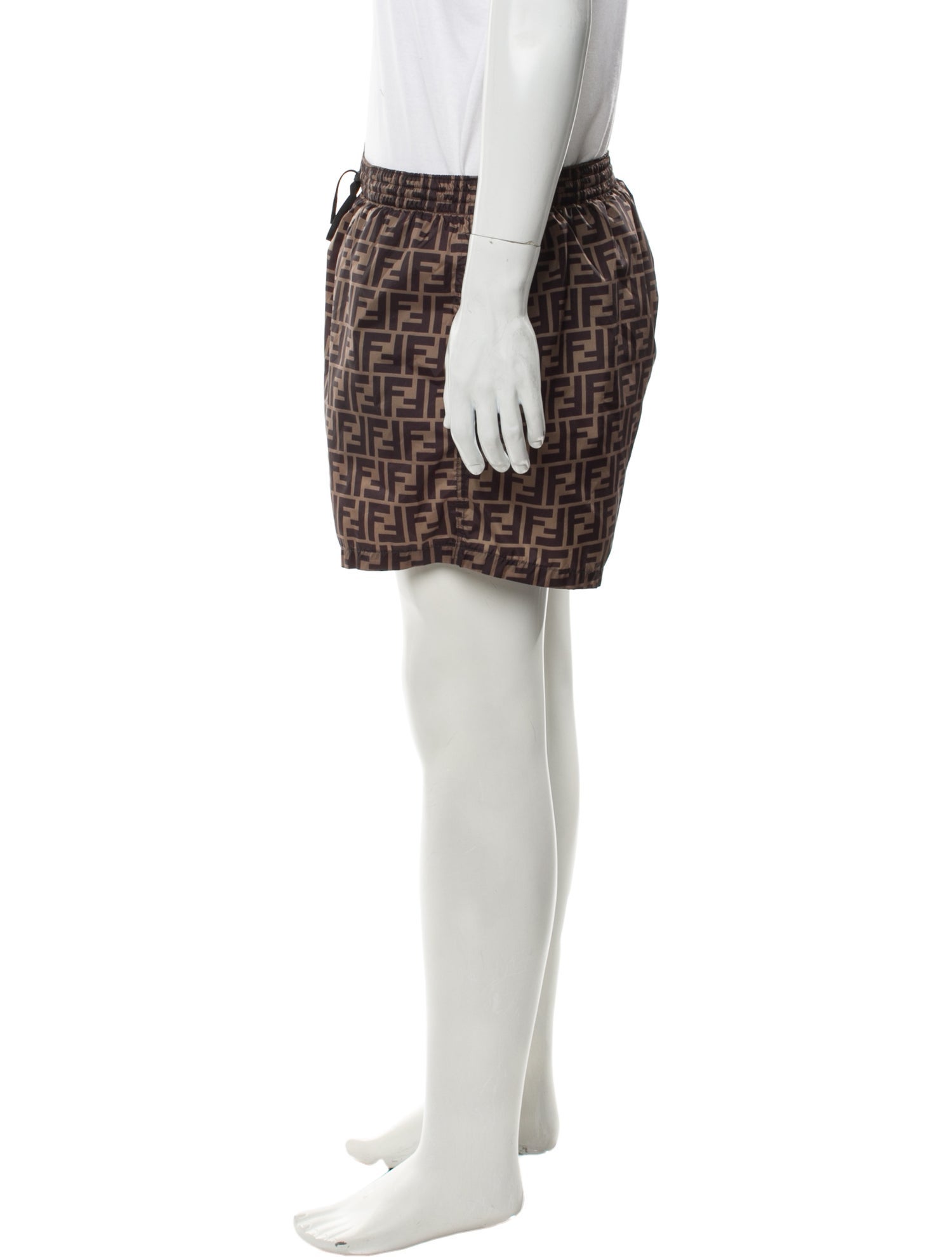Fendi Zucca FF Logo Flat Front Shorts