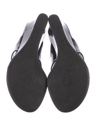 Fendi Zucca FF Logo Patent Leather Slides
